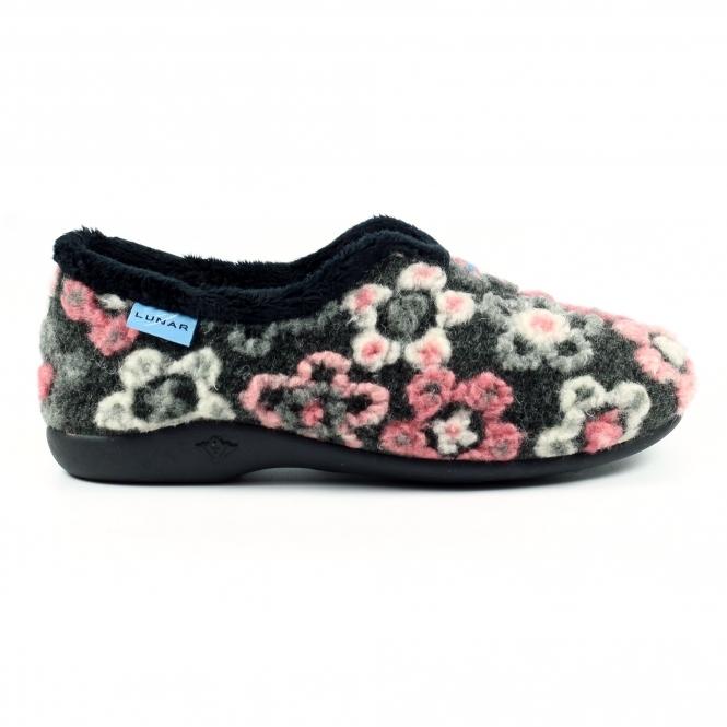 Lunar Hippy Black Flower Full Slipper