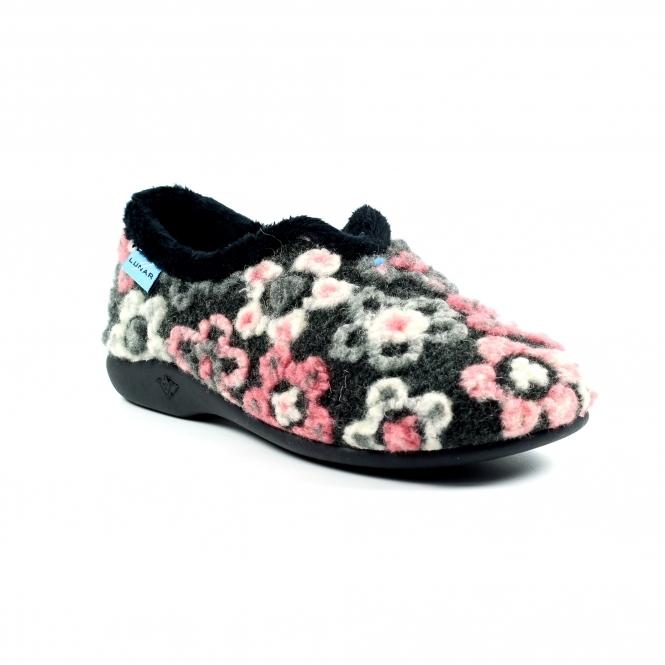 Lunar Hippy Black Flower Full Slipper