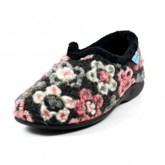 Lunar Hippy Black Flower Full Slipper