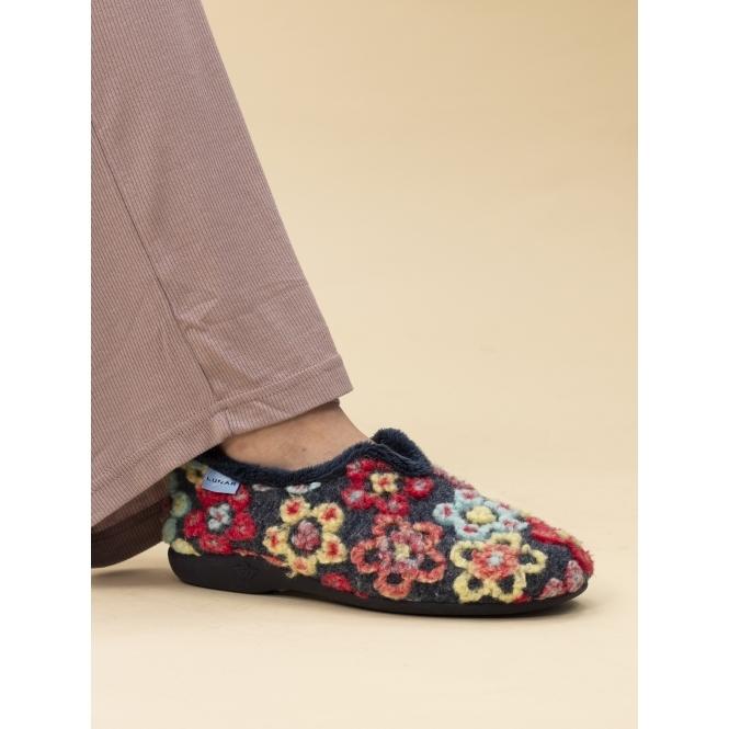 Lunar Hippy Navy Flower Full Slipper