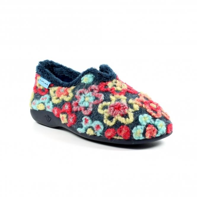 Lunar Hippy Navy Flower Full Slipper