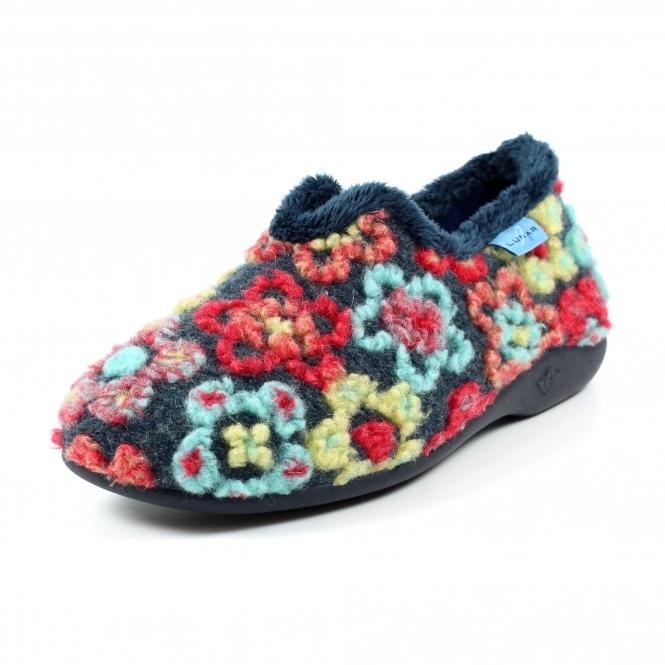 Lunar Hippy Navy Flower Full Slipper