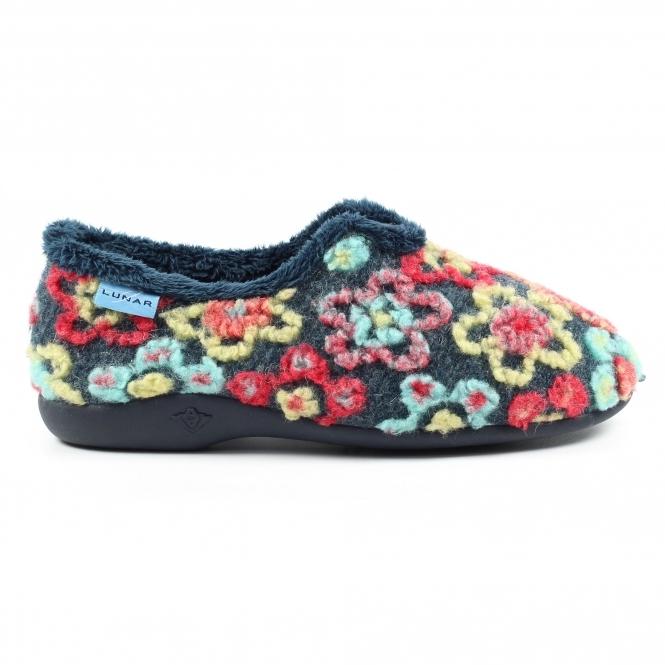 lunar Hippy Navy Flower Full Slipper
