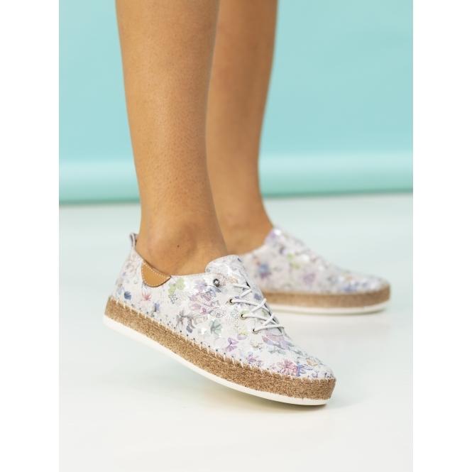 Lunar Iva White Leather Plimsoll