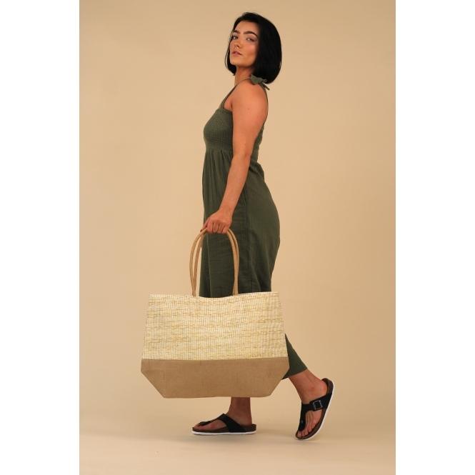 Lunar Joleen Beige Two Tone Beach Bag
