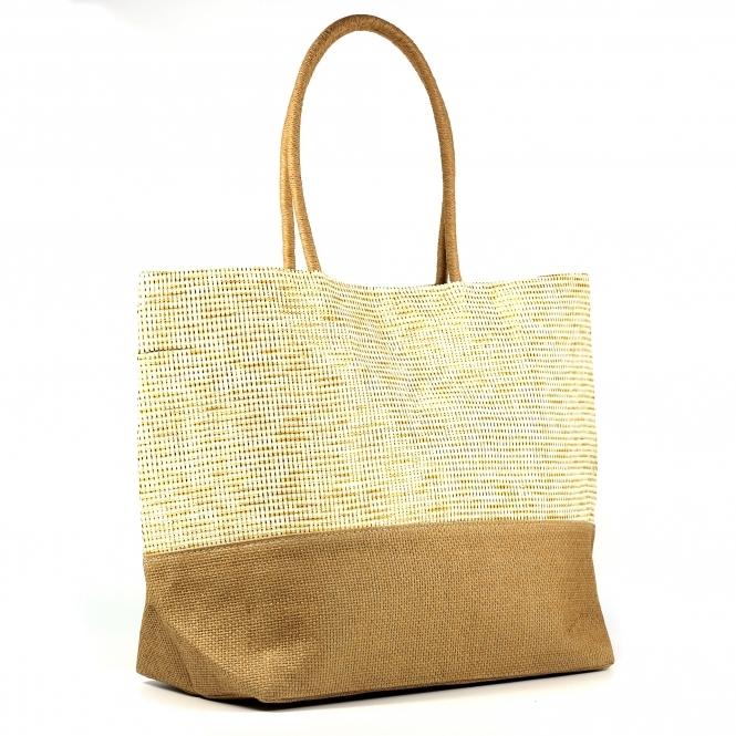 Lunar Joleen Beige Two Tone Beach Bag