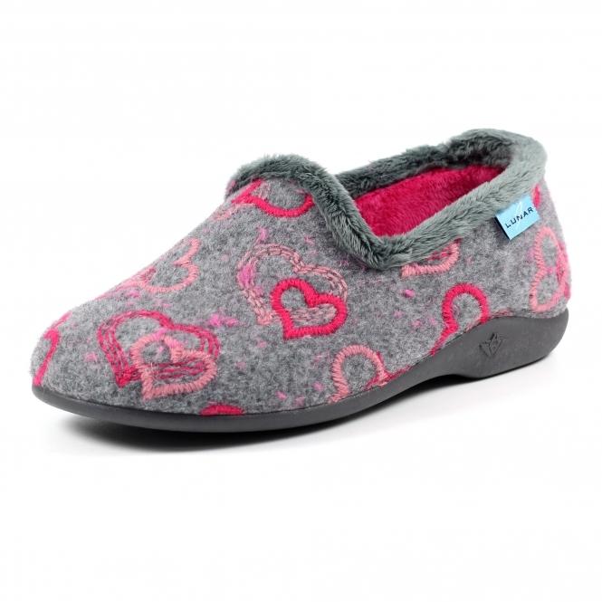 Lunar Jolly Grey Heart Full Slipper