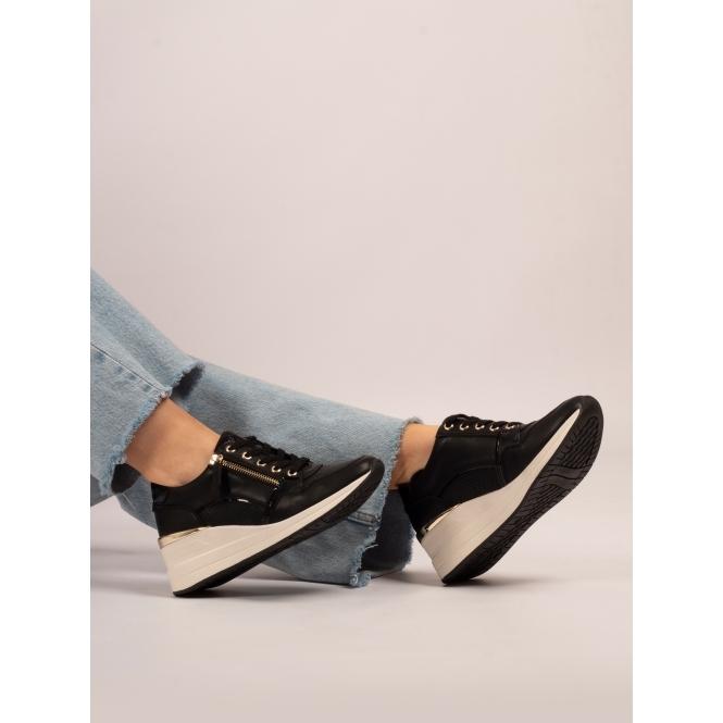 Lunar Juno Black Wedge Trainer