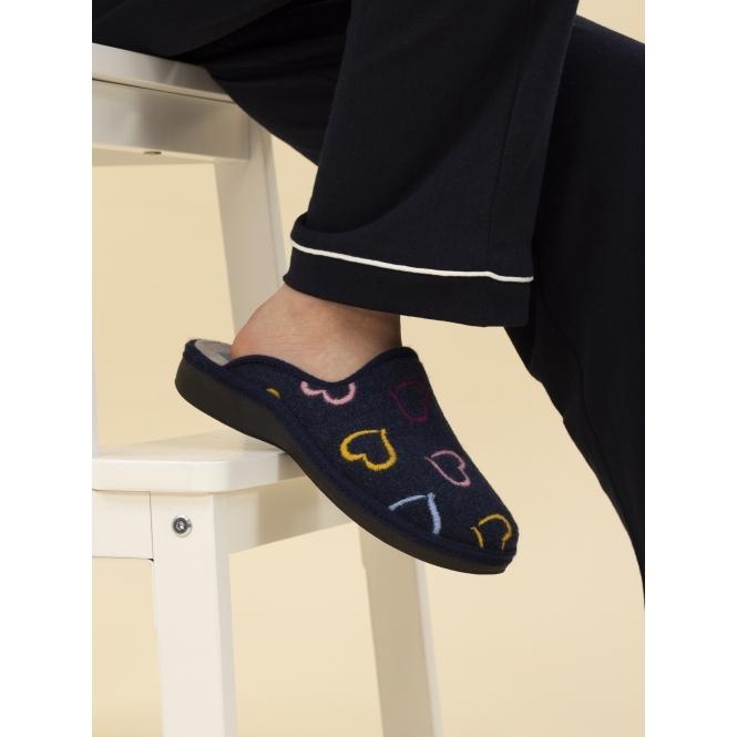 Lunar Love Navy Mule Slipper