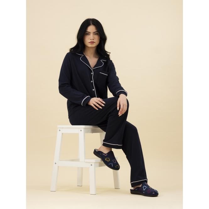 Lunar Love Navy Mule Slipper