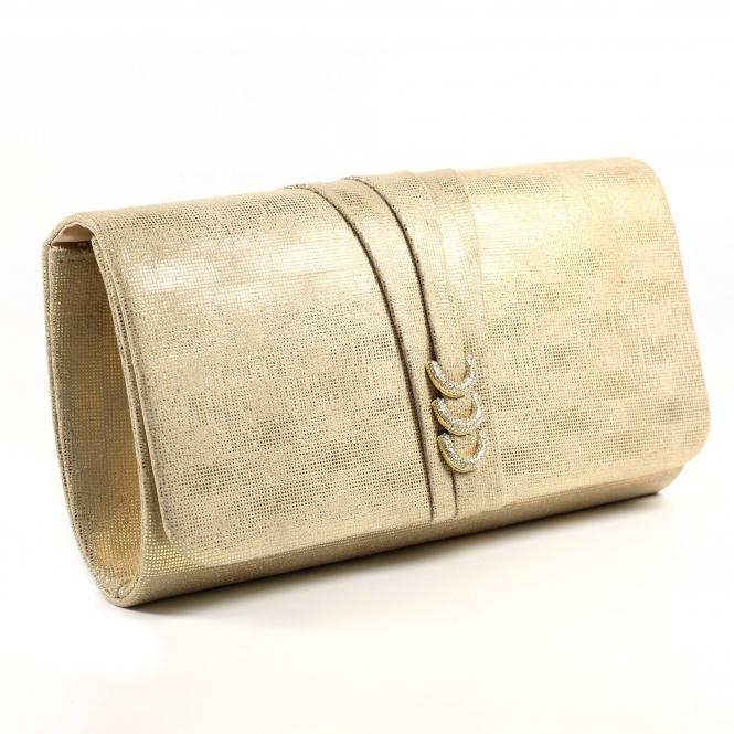 Lunar Lyla Gold Satin Clutch Bag