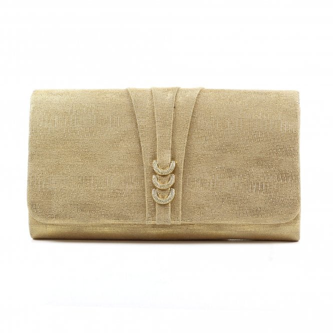 lunar Lyla Gold Satin Clutch Bag
