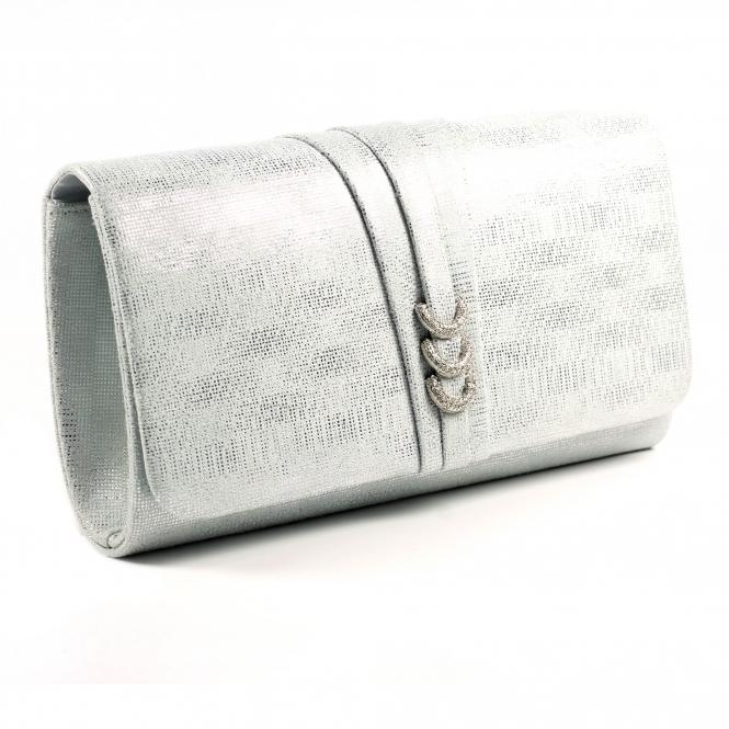 Lunar Lyla Silver Satin Clutch Bag