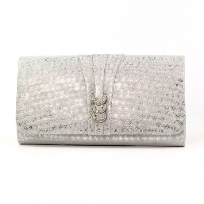 lunar Lyla Silver Satin Clutch Bag
