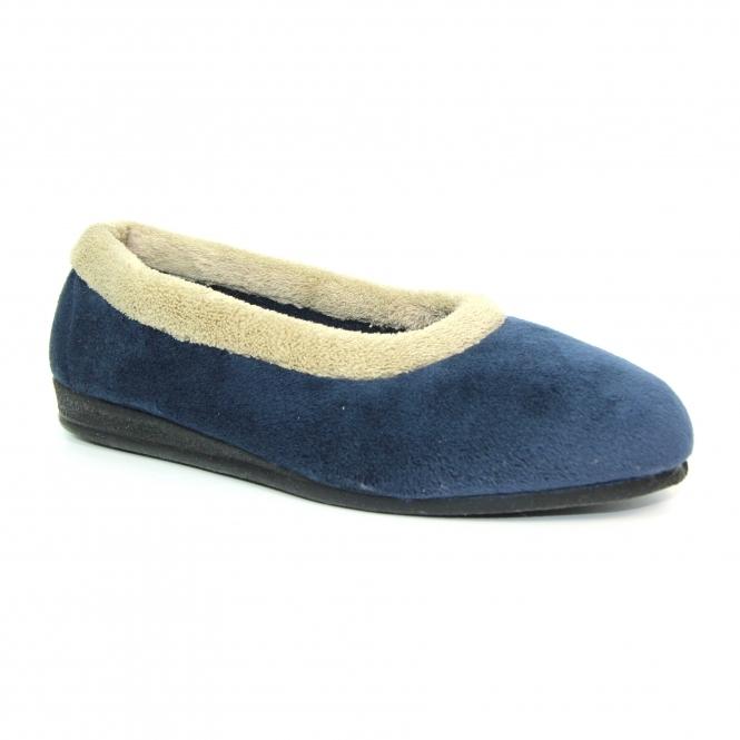 lunar Mabel Navy Fleece Pump Slipper