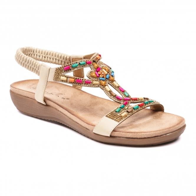 Lunar Mariella Beige Beaded Sandal