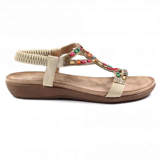 lunar Mariella Beige Beaded Sandal