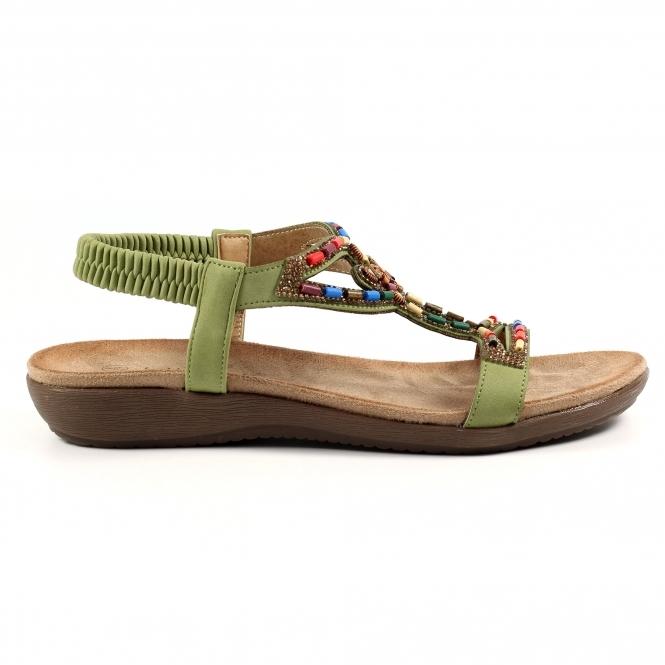 lunar Mariella Khaki Beaded Sandal