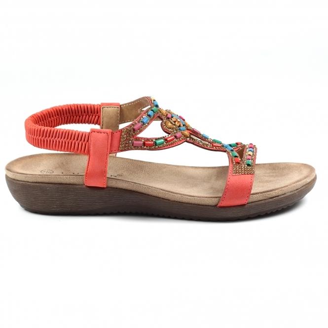 lunar Mariella Orange Beaded Sandal