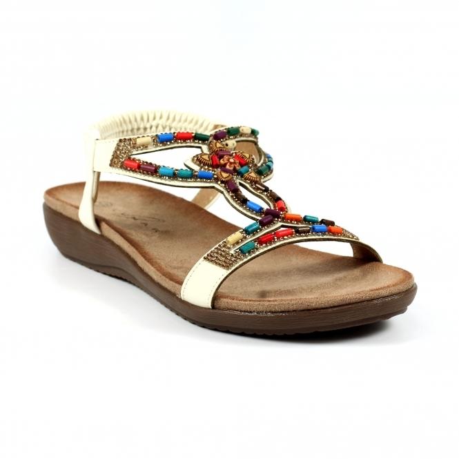 Lunar Mariella White Beaded Sandal