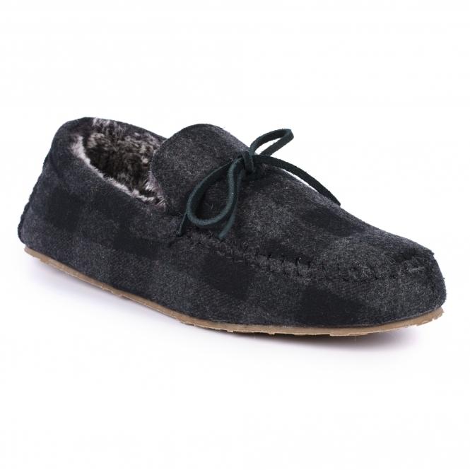 Lunar Mens Lumber Check Felt Moccasin Slipper