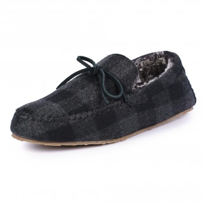 Lunar Mens Lumber Check Felt Moccasin Slipper