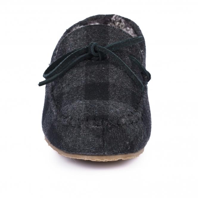 Lunar Mens Lumber Check Felt Moccasin Slipper