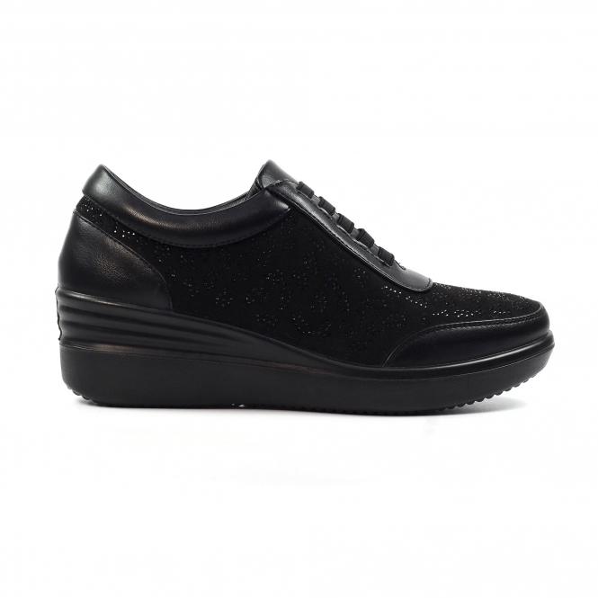 lunar Muriel Black Wedge Trainer
