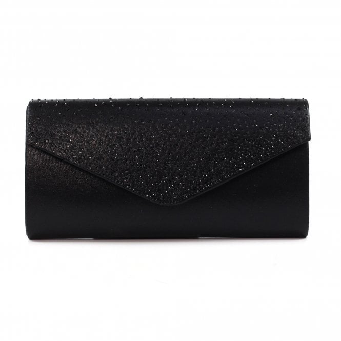 lunar Nara Black Satin Clutch Bag