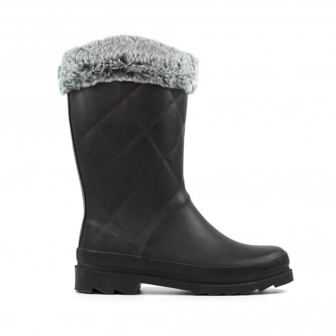 Lunar Norway Black Faux Fur-Lined Wellington