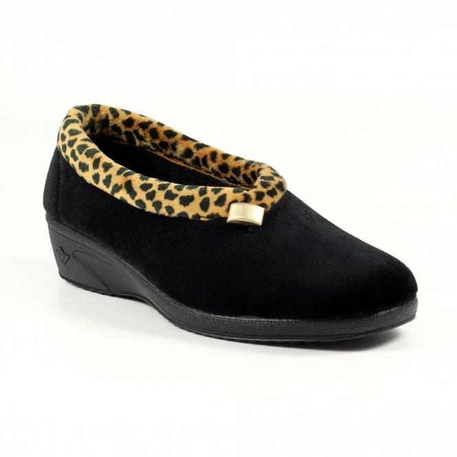 Lunar Paloma Black Leopard Trim Slipper