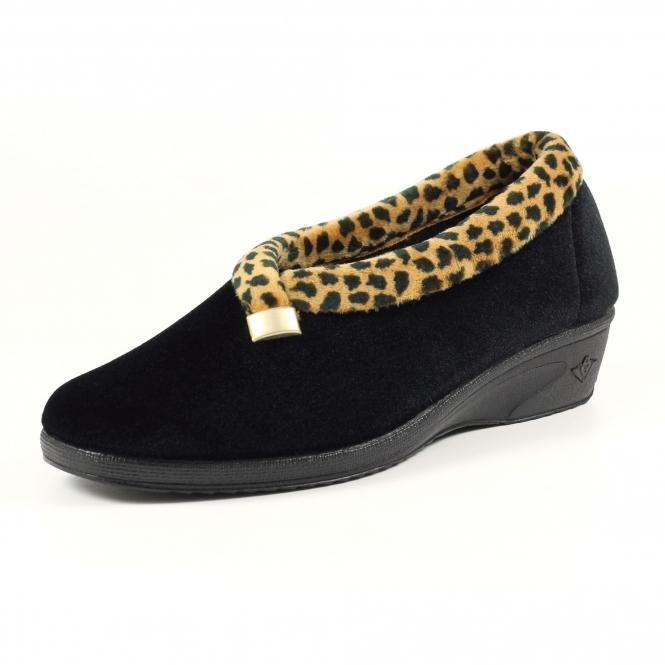 Lunar Paloma Black Leopard Trim Slipper