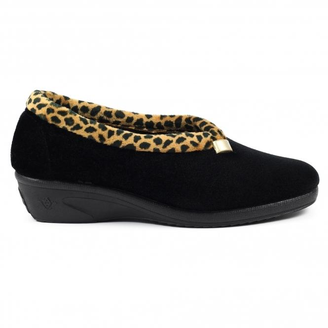lunar Paloma Black Leopard Trim Slipper