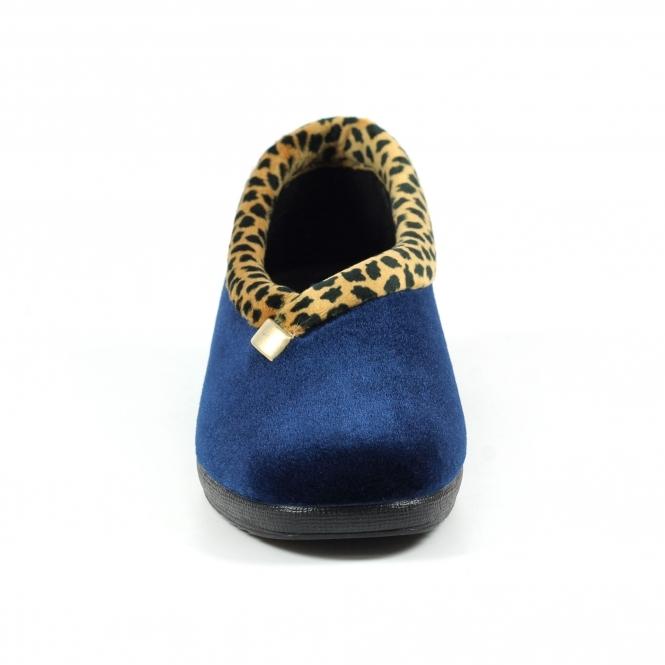 Lunar Paloma Navy Leopard Trim Slipper