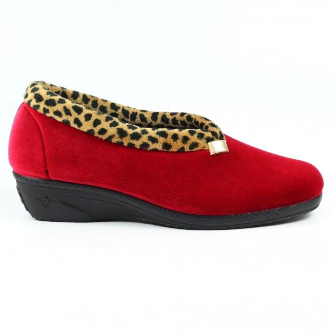 Lunar Paloma Red Leopard Trim Slipper
