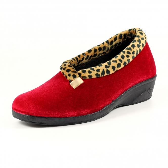 Lunar Paloma Red Leopard Trim Slipper