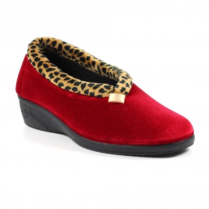 Lunar Paloma Red Leopard Trim Slipper