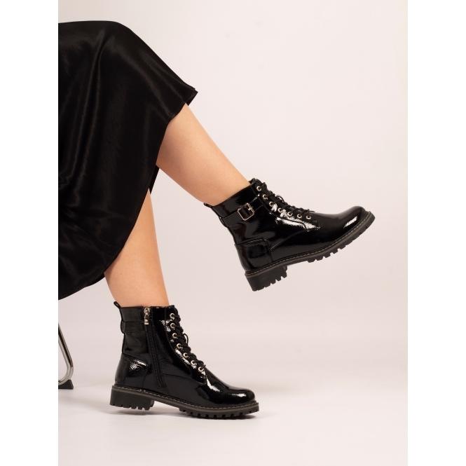 Lunar Parlour Black Patent Ankle Boot