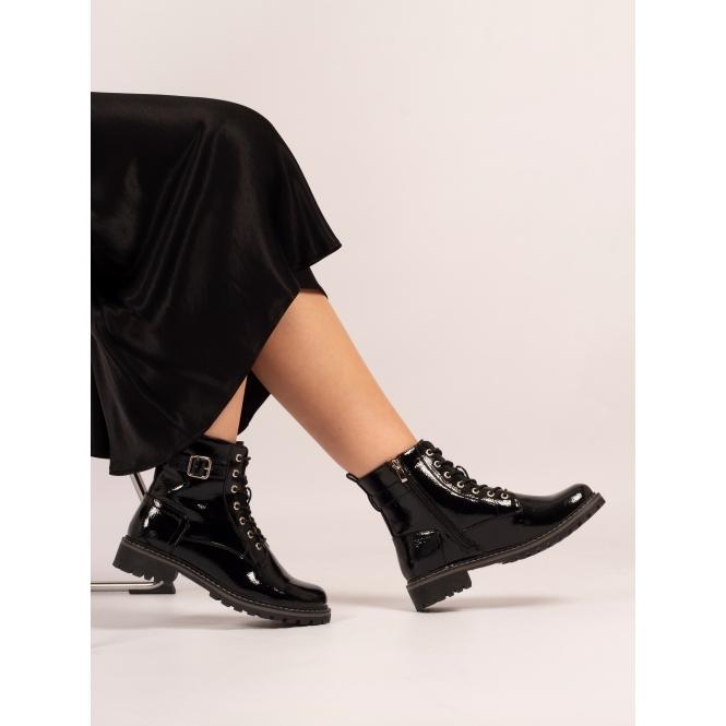 Lunar Parlour Black Patent Ankle Boot