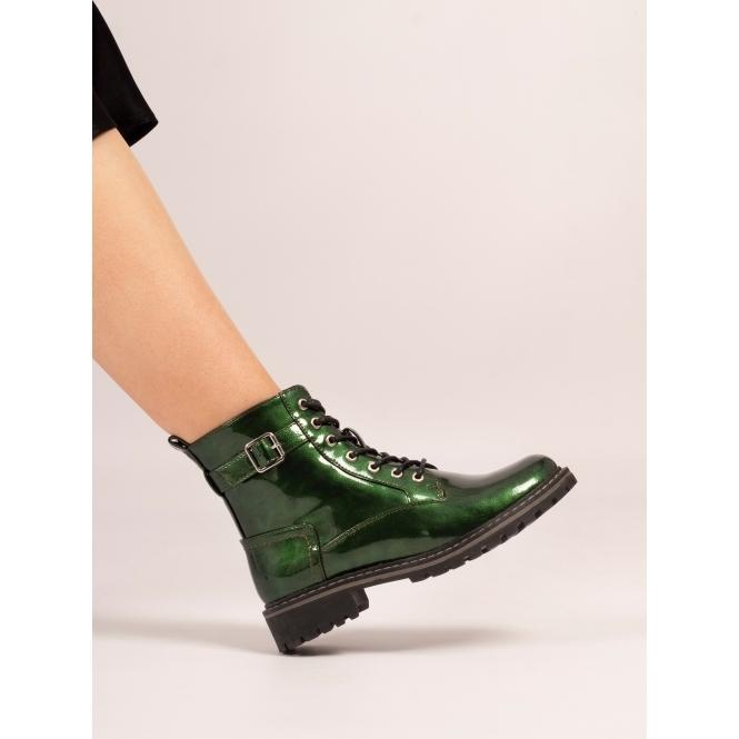 Lunar Parlour Green Patent Ankle Boot