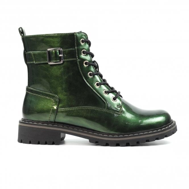 lunar Parlour Green Patent Ankle Boot