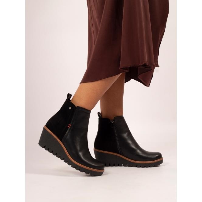 Lunar Pixie Black Ankle Wedge Boot