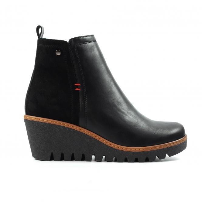 Lunar Pixie Black Ankle Wedge Boot