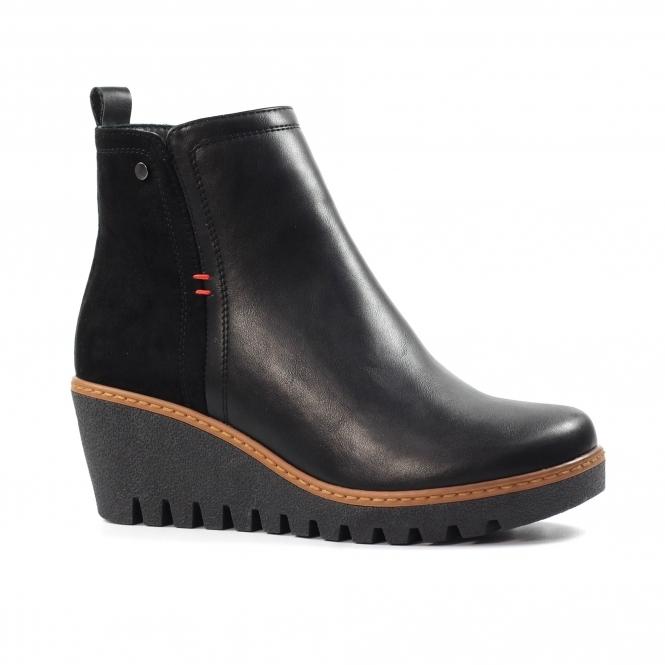 lunar Pixie Black Ankle Wedge Boot