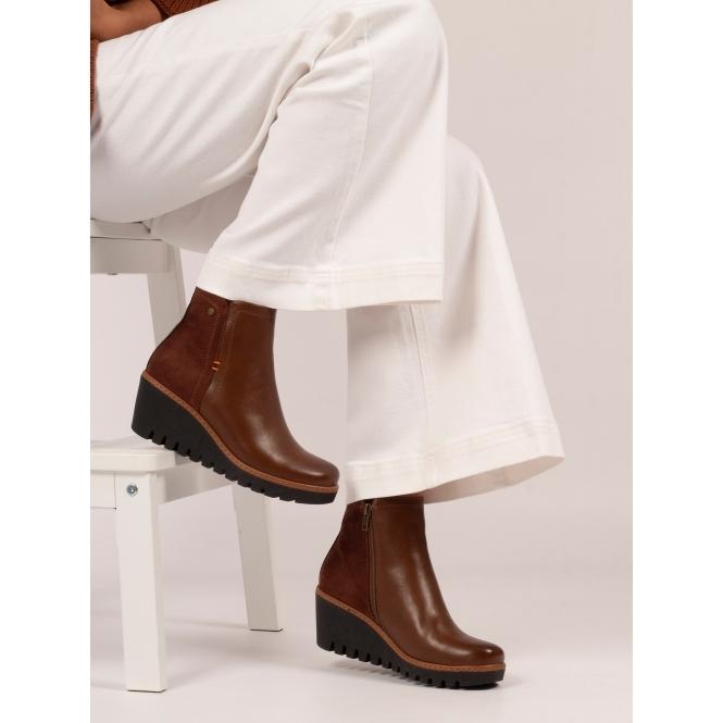 Lunar Pixie Tan Ankle Wedge Boot