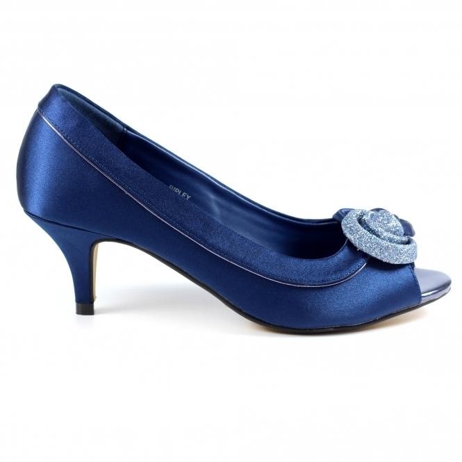 lunar Ripley Blue Satin Peep Toe