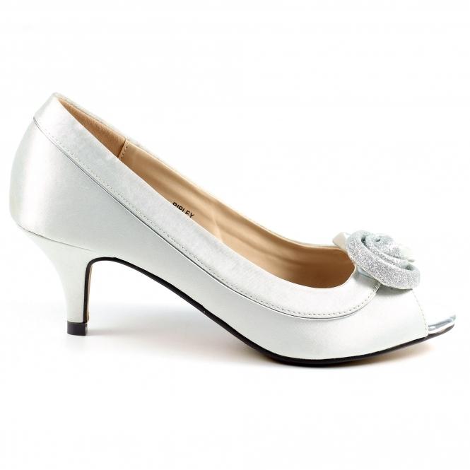 lunar Ripley Silver Satin Peep Toe