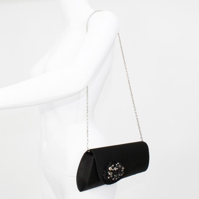 Lunar Sabrina Black Floral Satin Bag