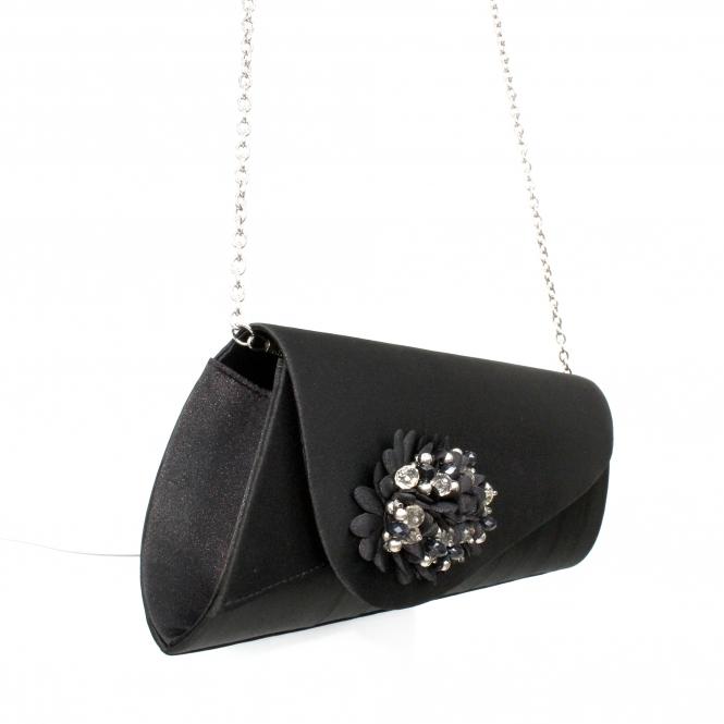 Lunar Sabrina Black Floral Satin Bag