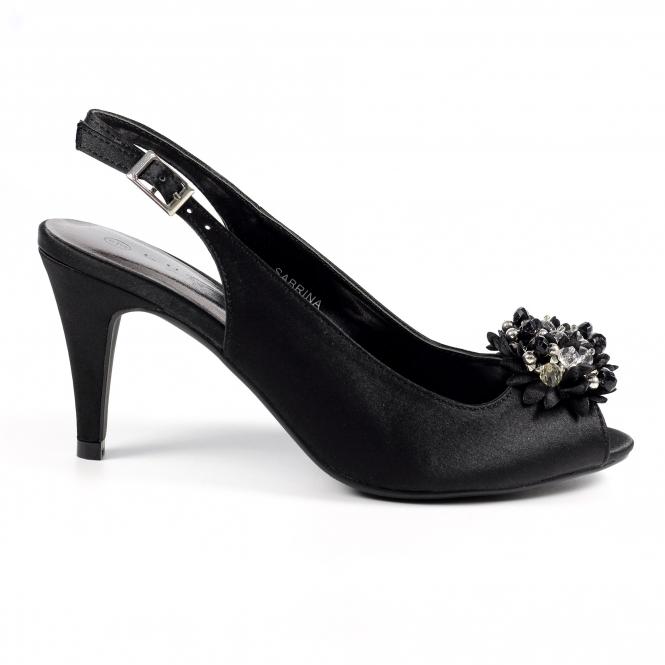 lunar Sabrina Black Satin Slingback Court